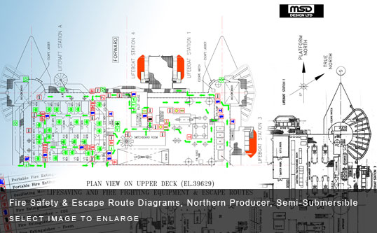 Fire Safety & Escape Route Diagrams, Northern Producer, Semi-Submersible