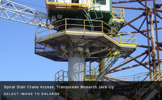 Spiral Stair Crane Access, Transocean Monarch Jack-Up