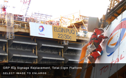 GRP Rig Signage Replacement, Total Elgin Platform