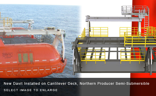 New Davit Installed on Cantilever Deck, Northern Producer Semi-Submersible