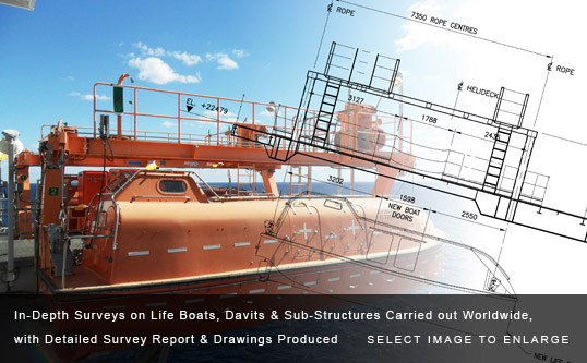 In-Depth Surveys on Life Boats, Davits & Sub-Structures Carried out Worldwide, with Detailed Survey Report & Drawings Produced