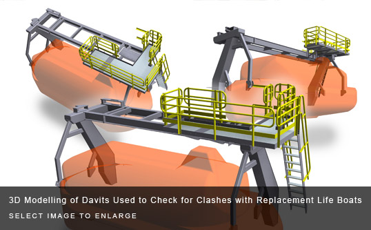 3D Modelling of Davits Used to Check for Clashes with Replacement Life Boats